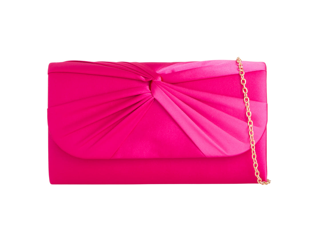 Satin Luxe Clutch Bag - Hot Fuchsia Pink