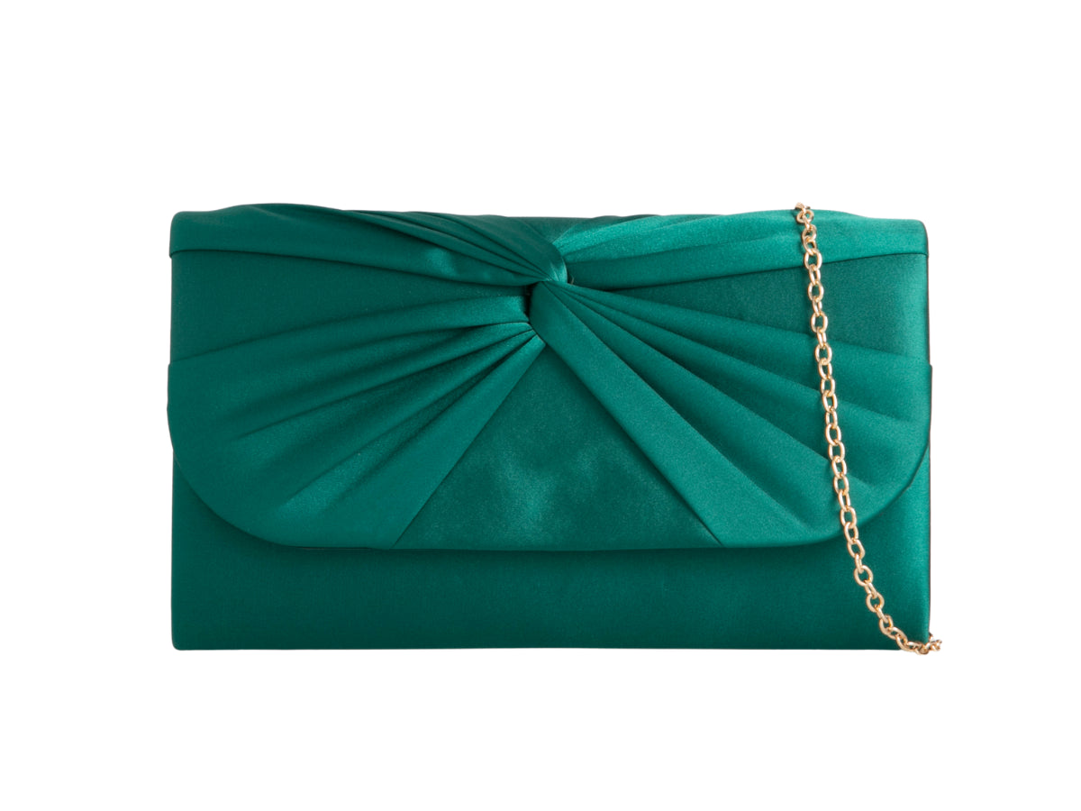 Satin Luxe Clutch Bag Dark Green LittleMadam