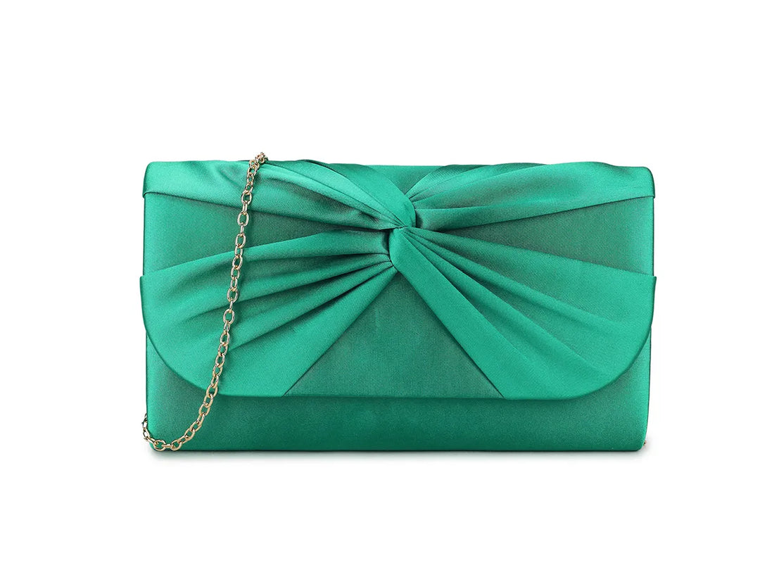 Satin Luxe Clutch Bag - Light Green