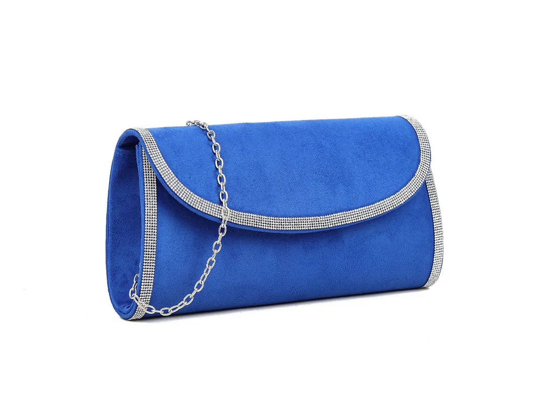 St Lucia Royal Blue Diamante Trim Clutch Bag