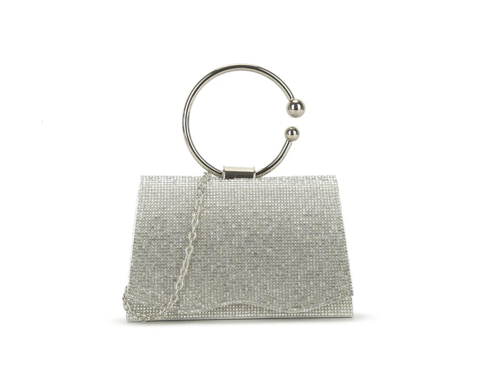 St Tropez Sparkly Diamante Small Hand Bag - Silver
