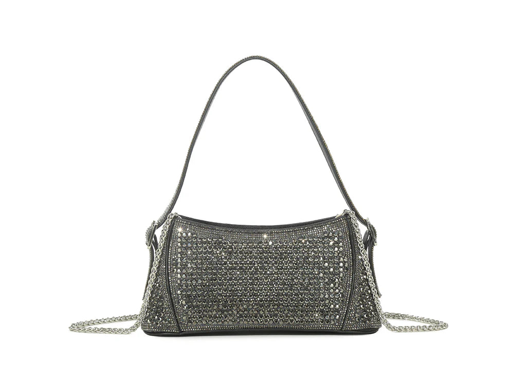 Dominica Sparkly Diamante Hand Bag - Black