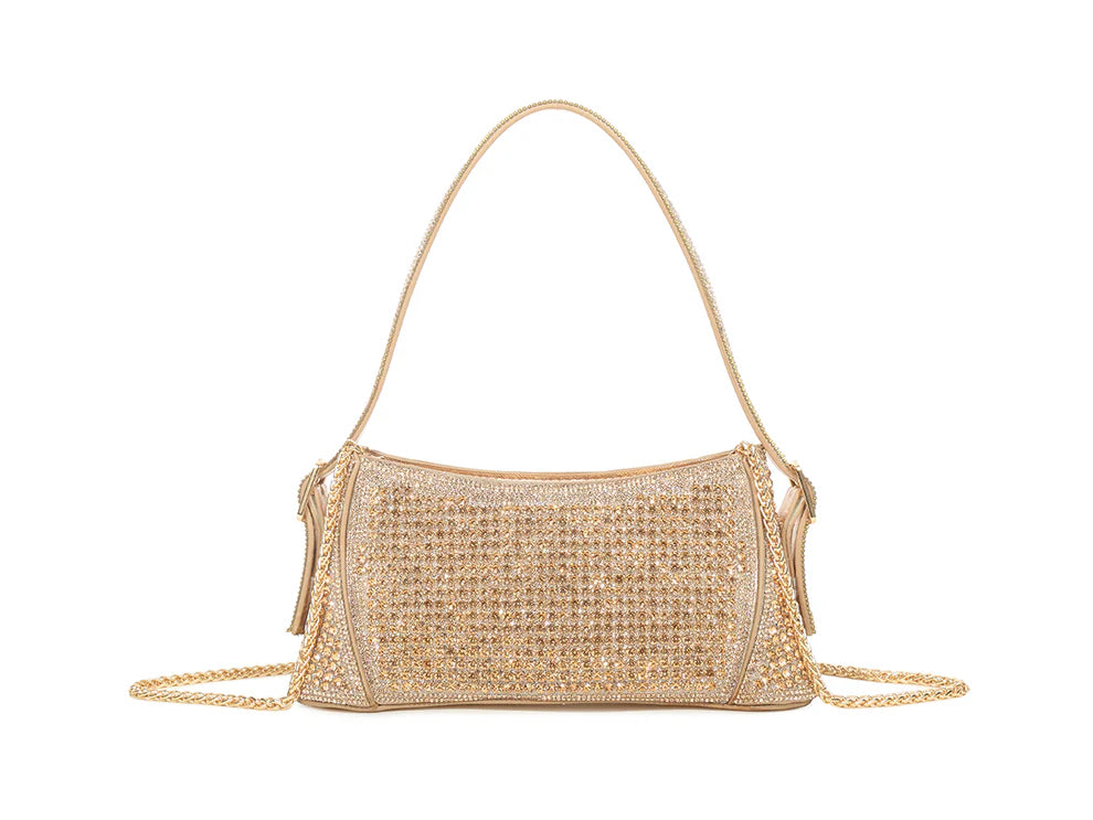 Dominica Sparkly Diamante Hand Bag - Rose Gold
