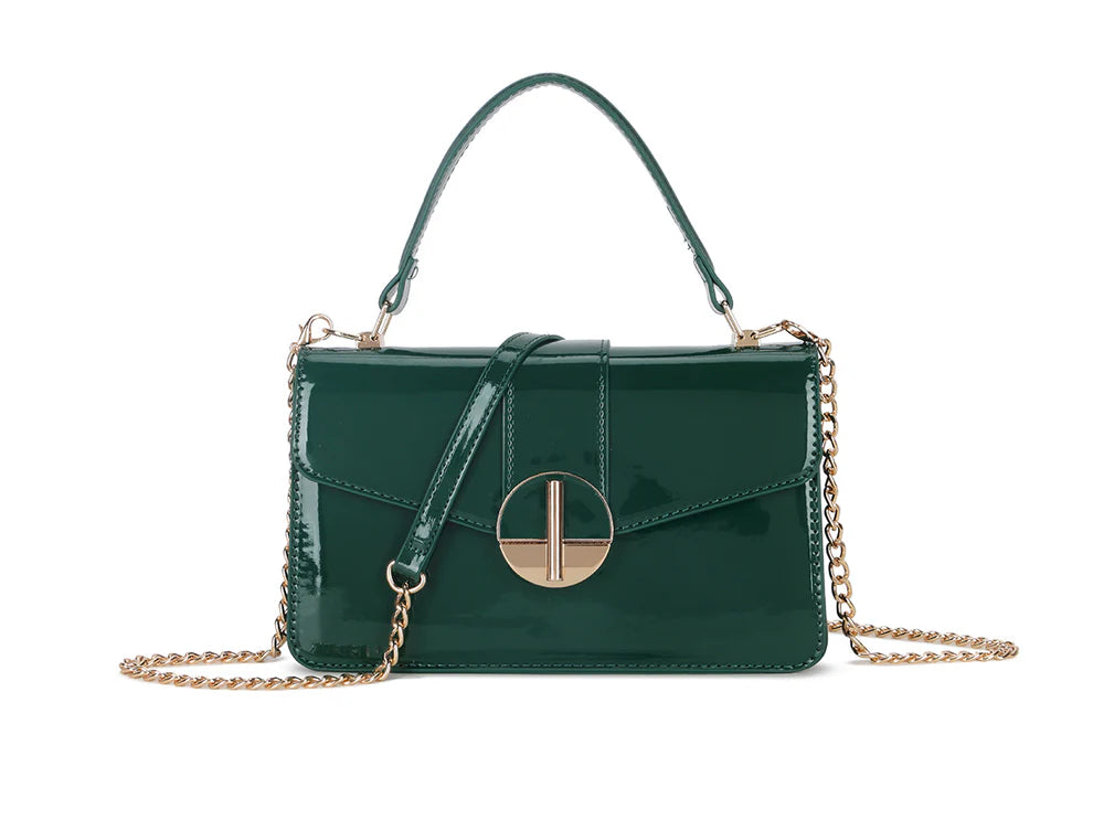 Palma Dark Green Patent Handbag