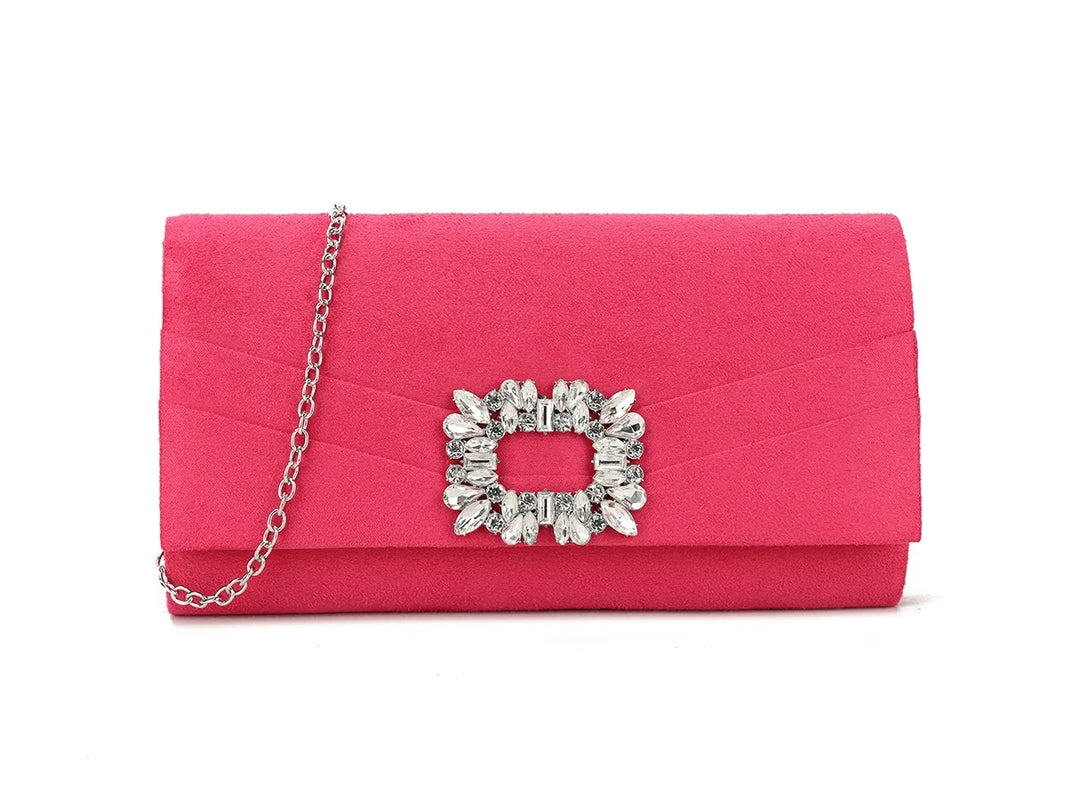 Bali Fuchsia Pink Suede Effect Clutch Bag