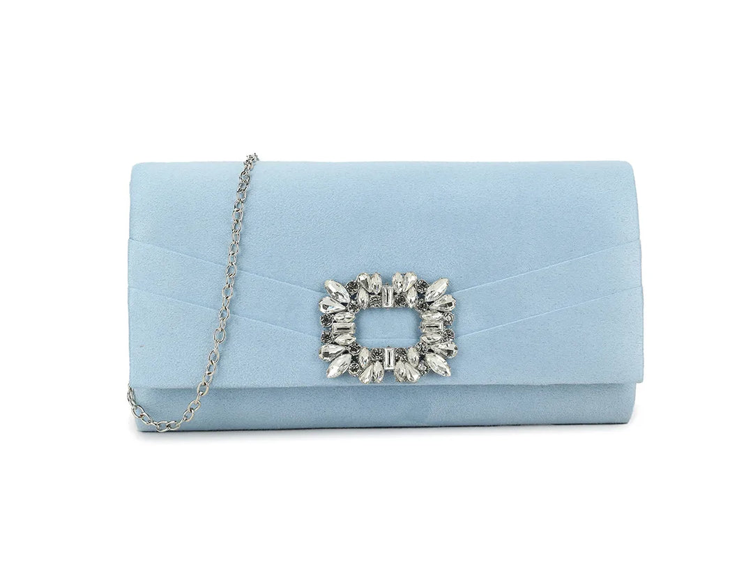 Bali Pale Blue Suede Effect Clutch Bag