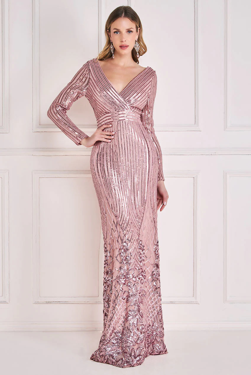 Long sleeve sales pink maxi dress