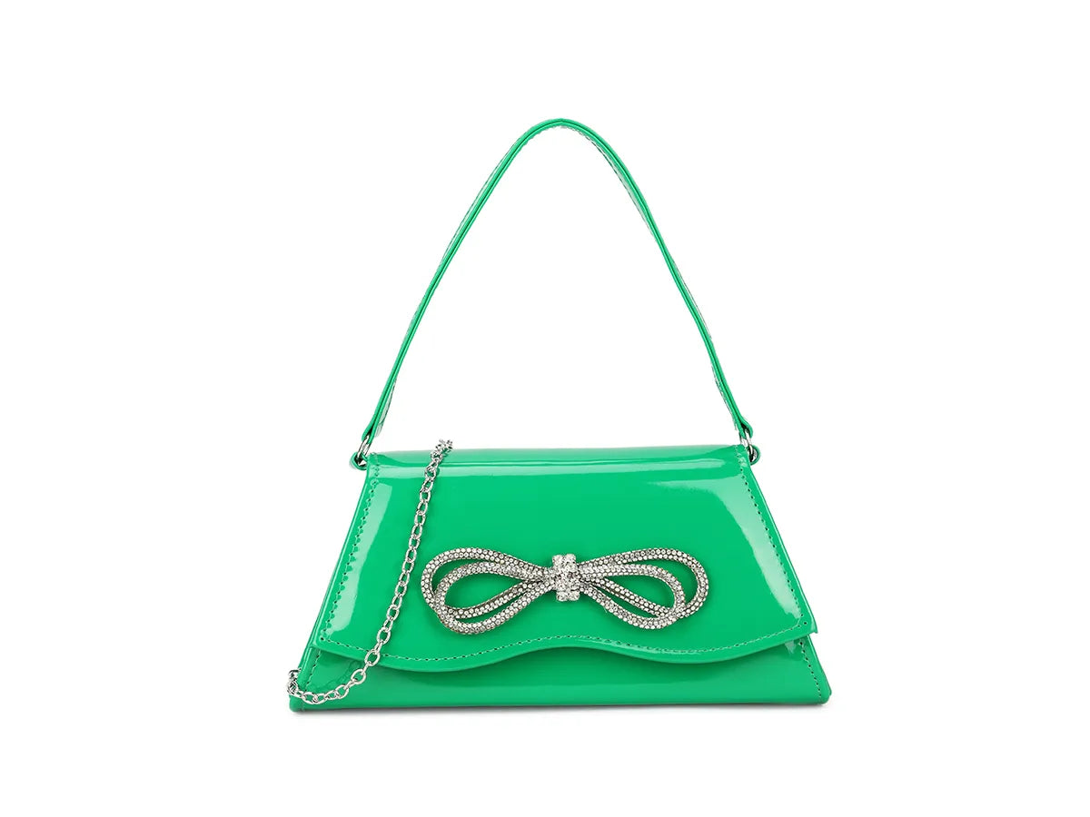 Lime green top clear purse