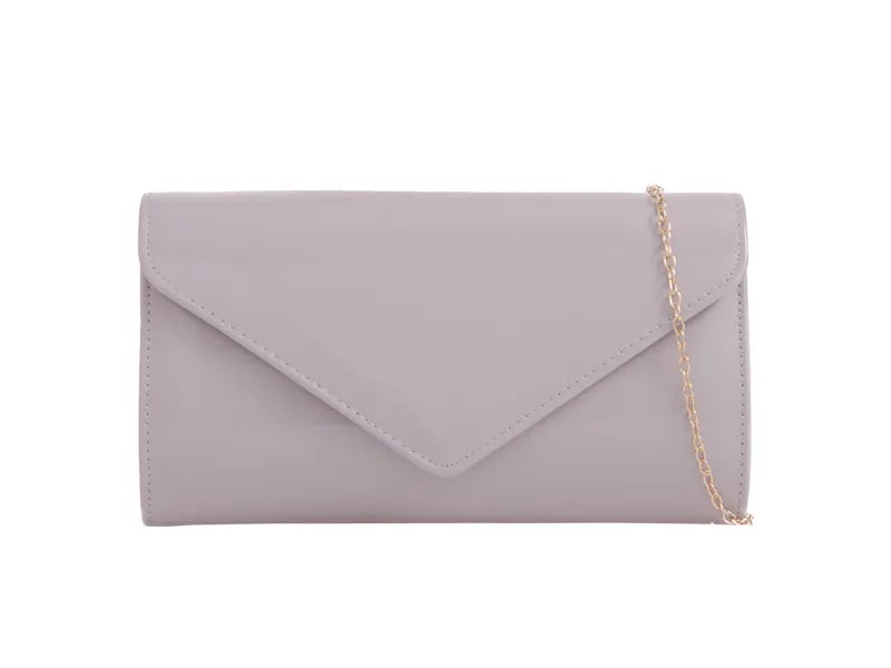 Grey patent 2025 clutch bag