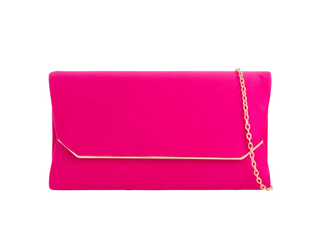 Melrose Hot Pink Fuchsia Suede Effect Clutch Bag