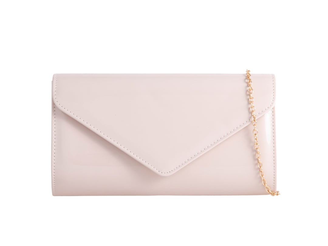Verona Cream Nude Patent Clutch Bag
