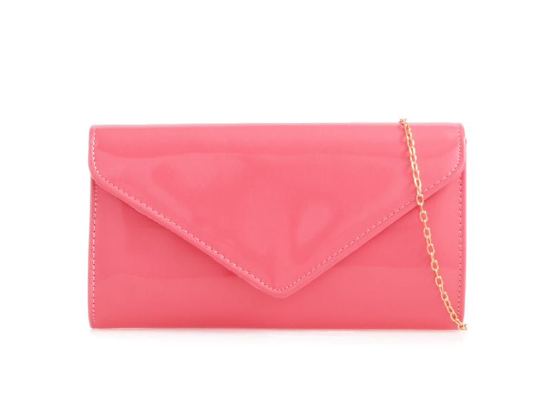 Blush pink top patent clutch bag