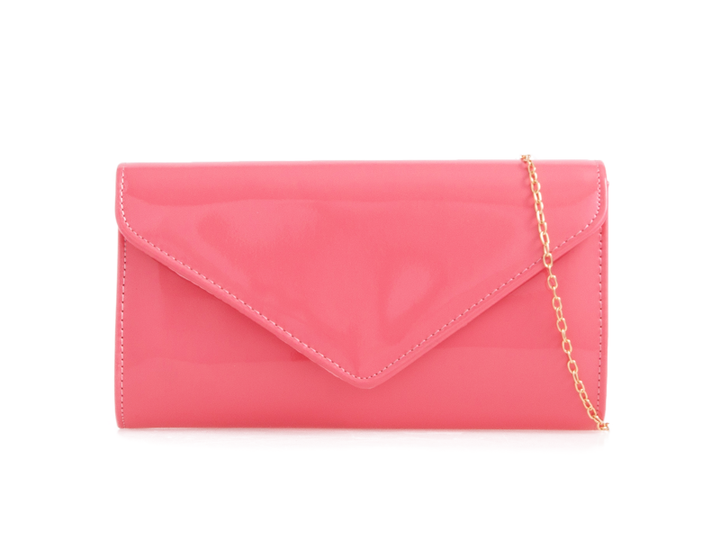 Verona Coral Pink Patent Clutch Bag