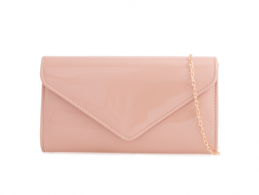 Blush patent 2024 clutch bag