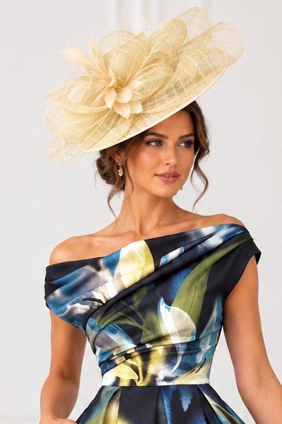 Aurelia Pale Lemon Floral Bow Large Hatinator
