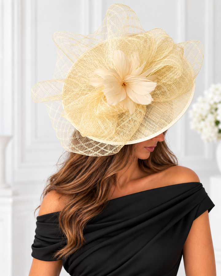 Aurelia Pale Lemon Floral Bow Large Hatinator