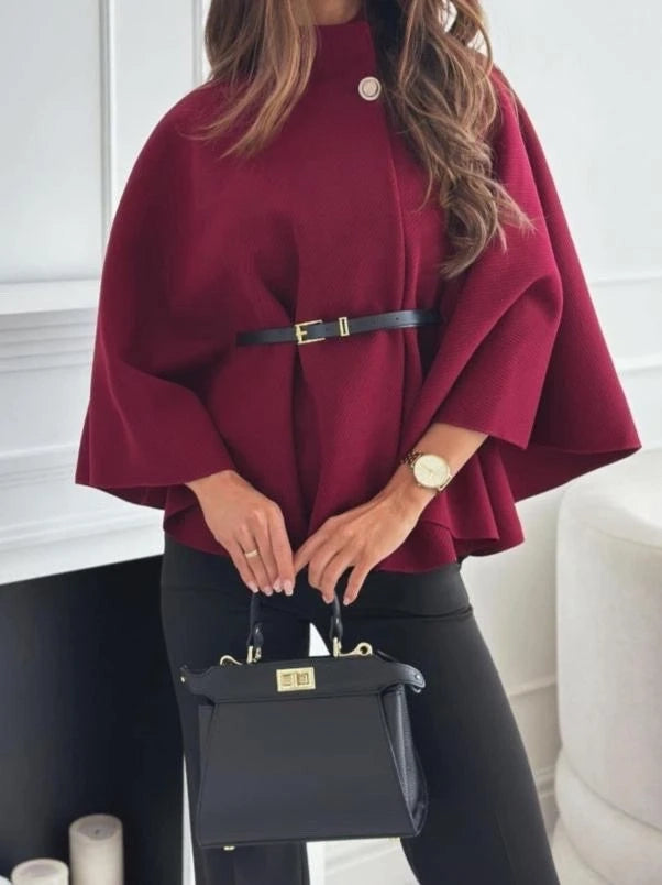 Romantica Burgundy Belted Cape Coat