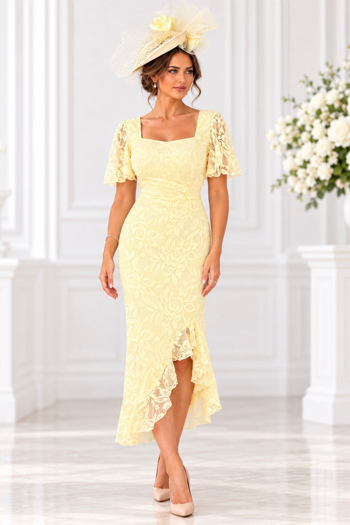 Celeste Lemon Sinamay Rose & Mesh Fascinator