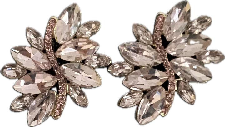 Flower Diamante Earrings in Dusty Pink