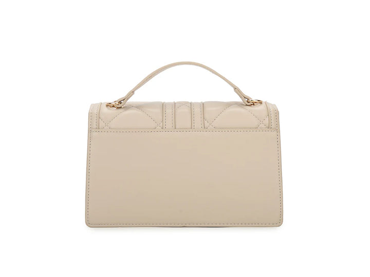 Aspen Beige Quilted Faux Leather Gold Chain Cross Body Shoulder Bag