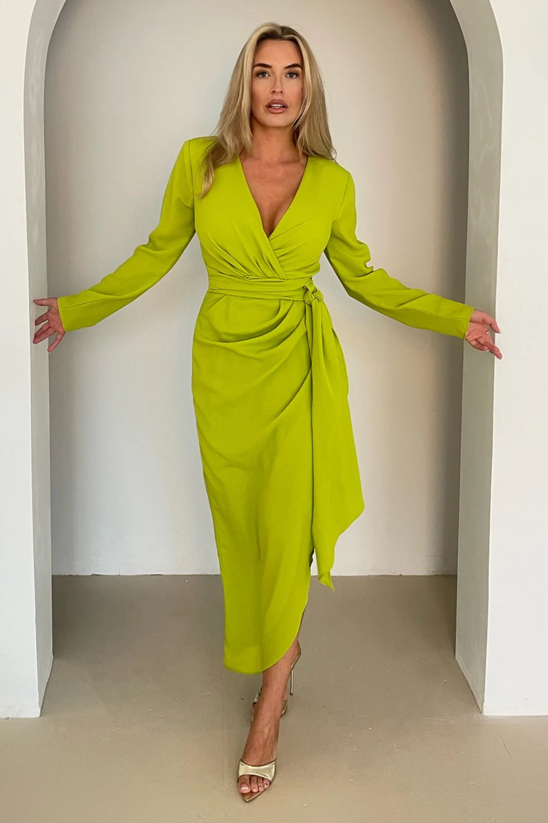 Lime green dress long sleeve best sale