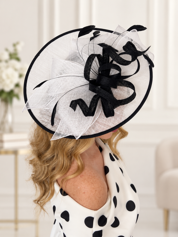 Royal Ascot Black & White Hatinator with Bow Detail