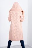 Cara Dusty Pink Chunky Cable Knit Long Hooded Cardigan