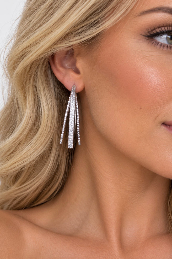Triple Circle Closed Hoop Earrings in Silver