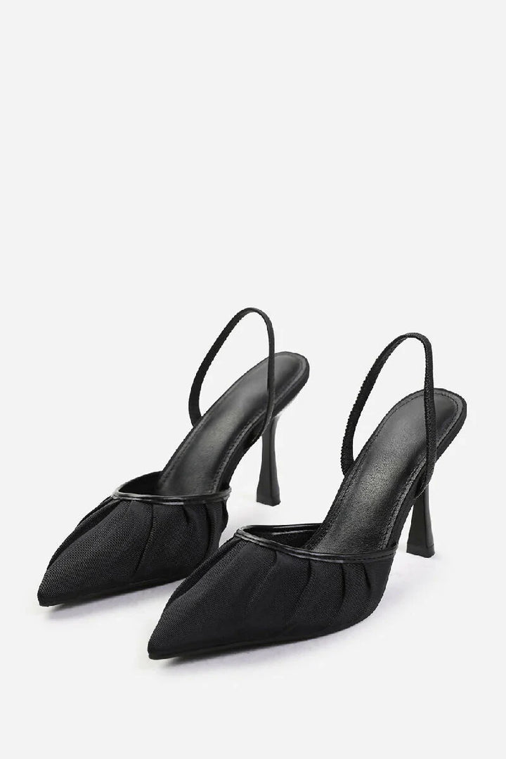 Sorrento Black Sling Back Heeled Court Shoes
