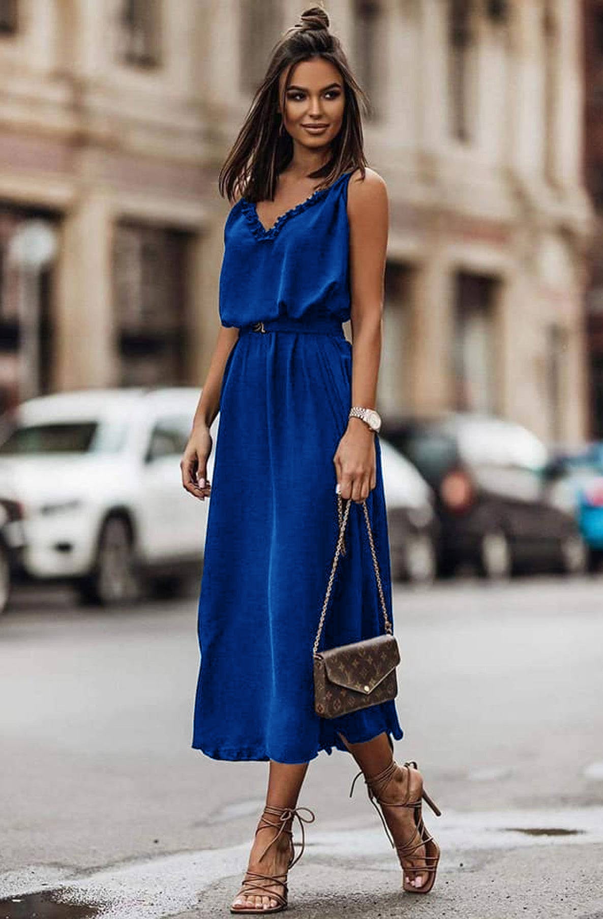 Belted maxi clearance dress