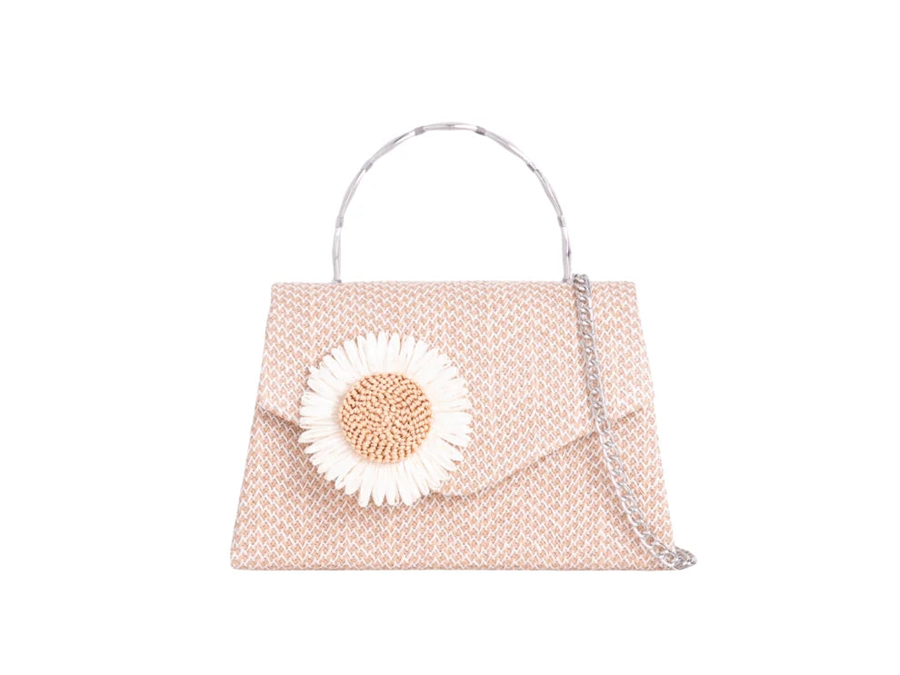 Treviso Beige Daisy Woven Handbag