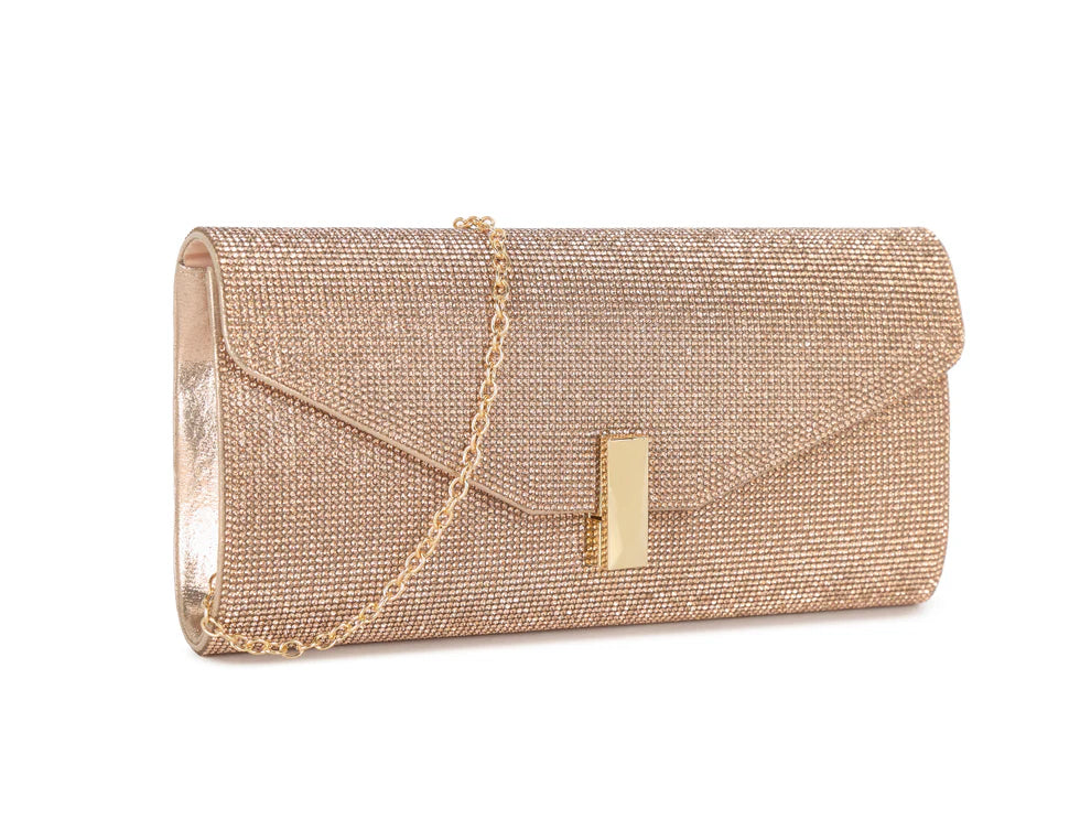 Vienna Champagne Sparkly Diamante Clutch Bag