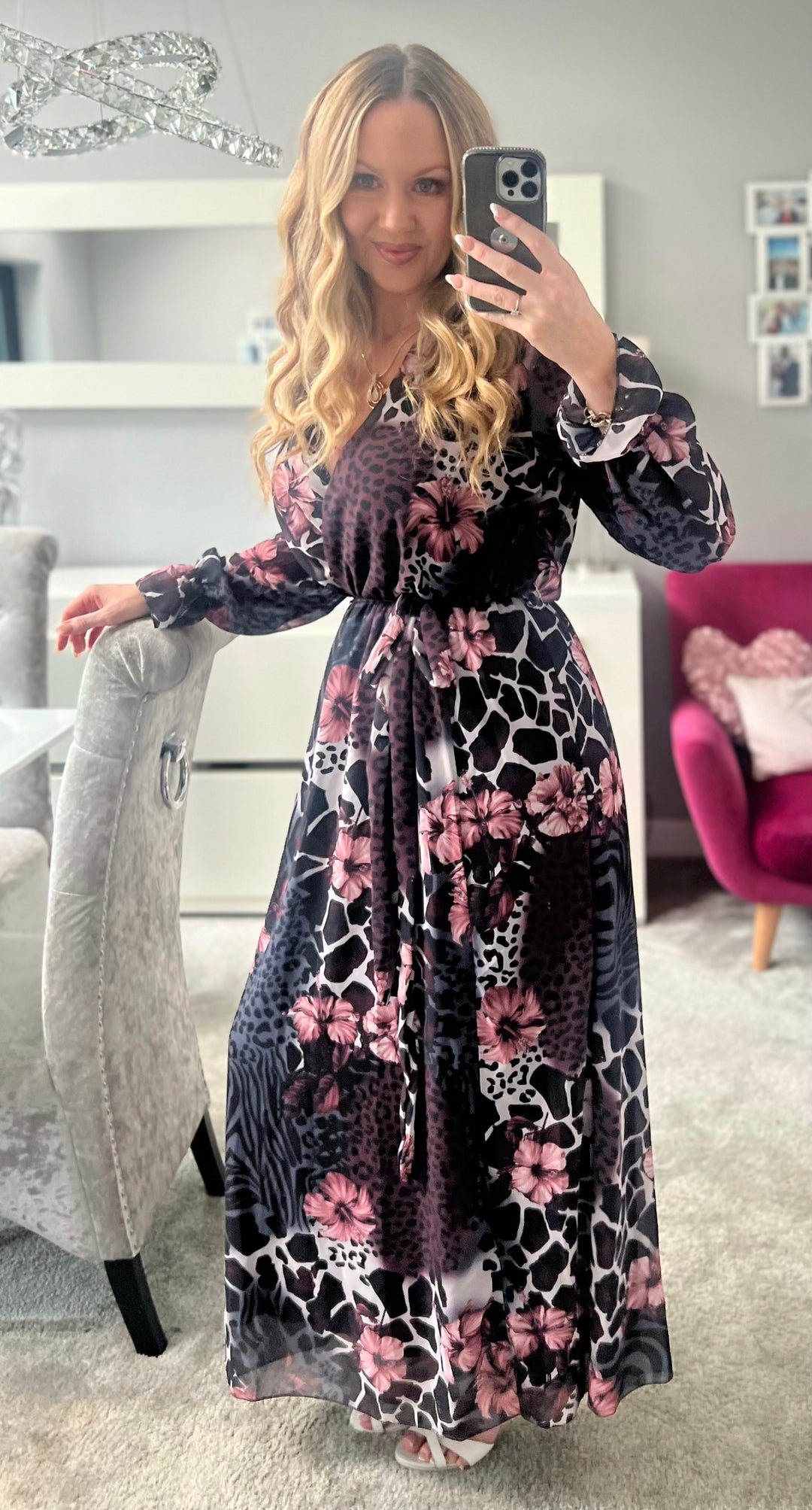 Pink animal print dress uk online