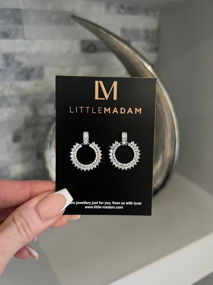 Circle Diamante Earrings in Silver