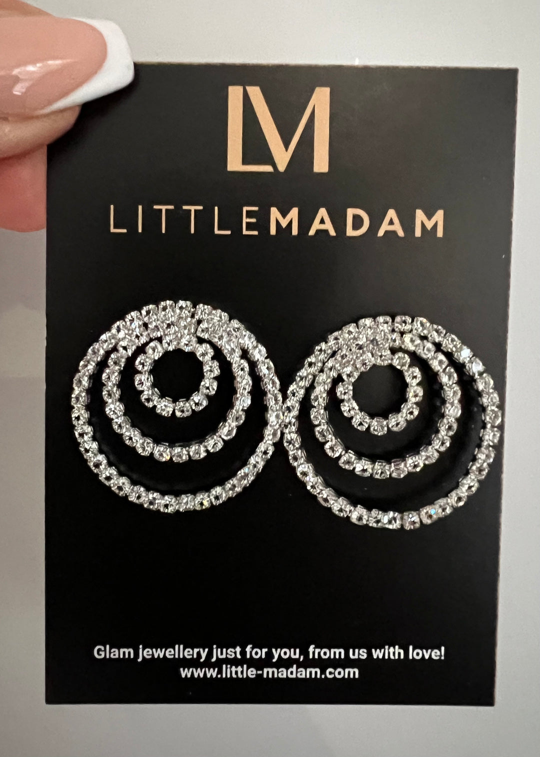 Triple Circle Diamante Earrings in Silver