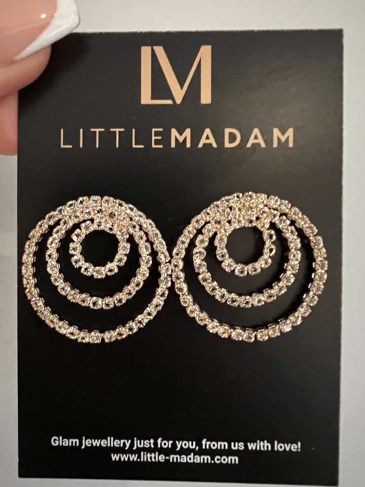 Triple Circle Diamante Earrings in Gold