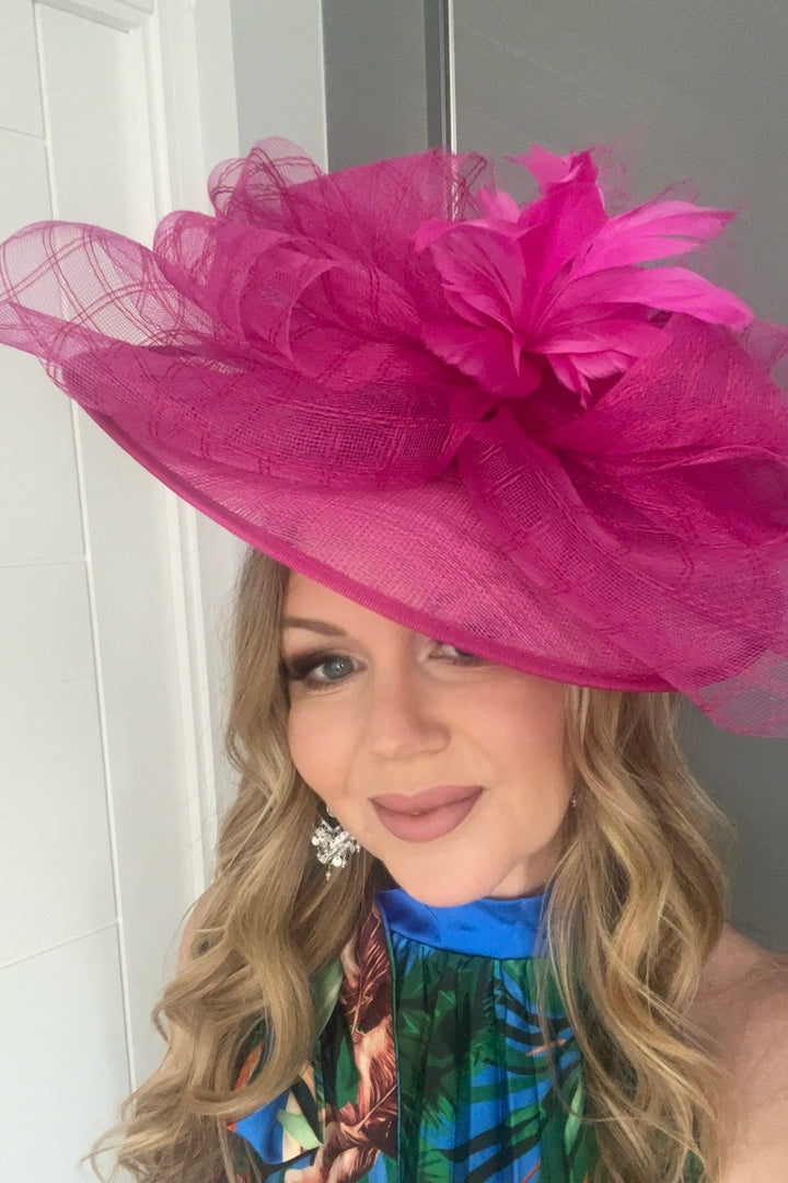 Aurelia Hot Pink Floral Bow Large Hatinator