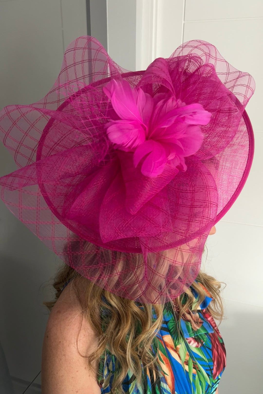 Aurelia Hot Pink Floral Bow Large Hatinator