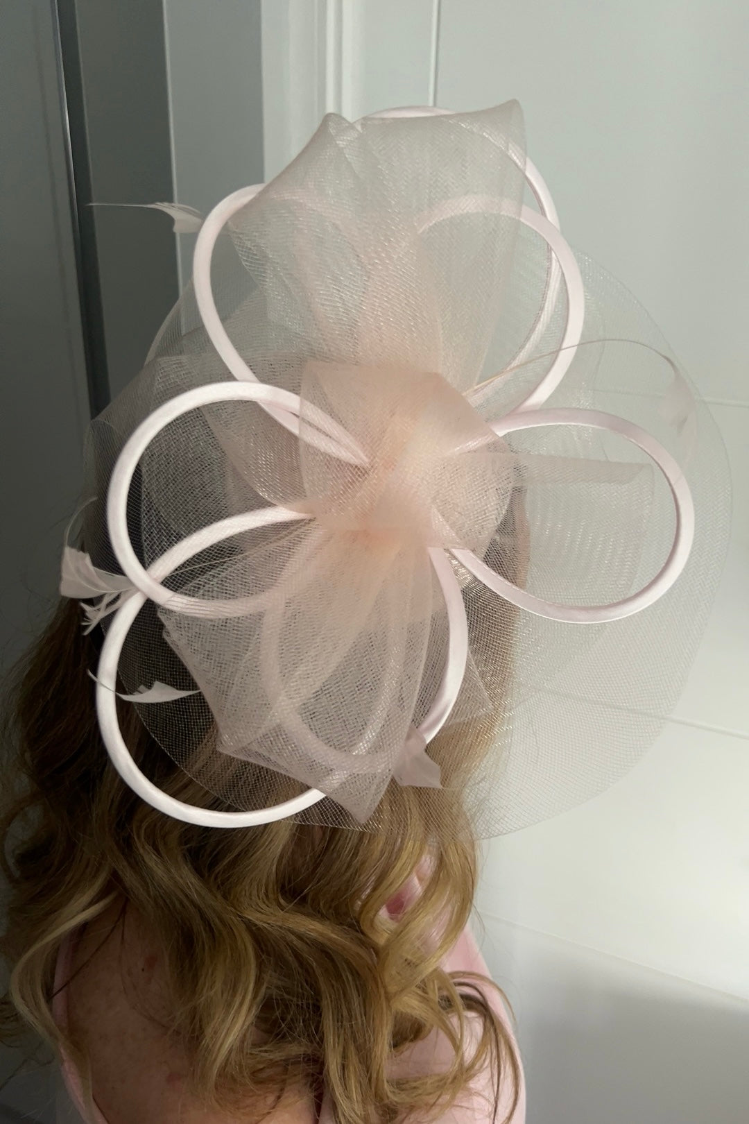 Alexis Pale Pink Veil & Loop Fascinator