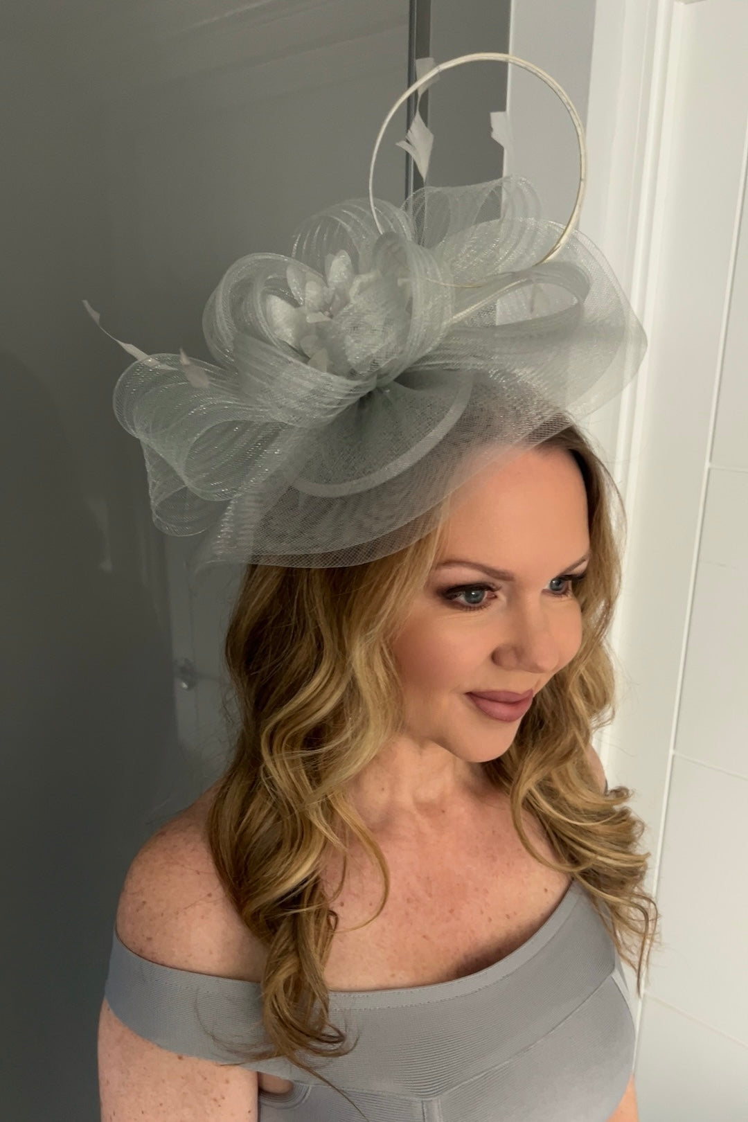 Nova Belle Silver Loop & Feather Fascinator