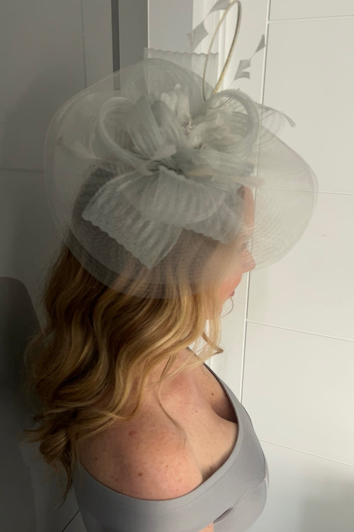Nova Belle Silver Loop & Feather Fascinator