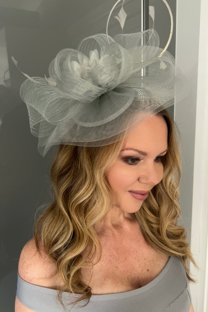 Nova Belle Silver Loop & Feather Fascinator