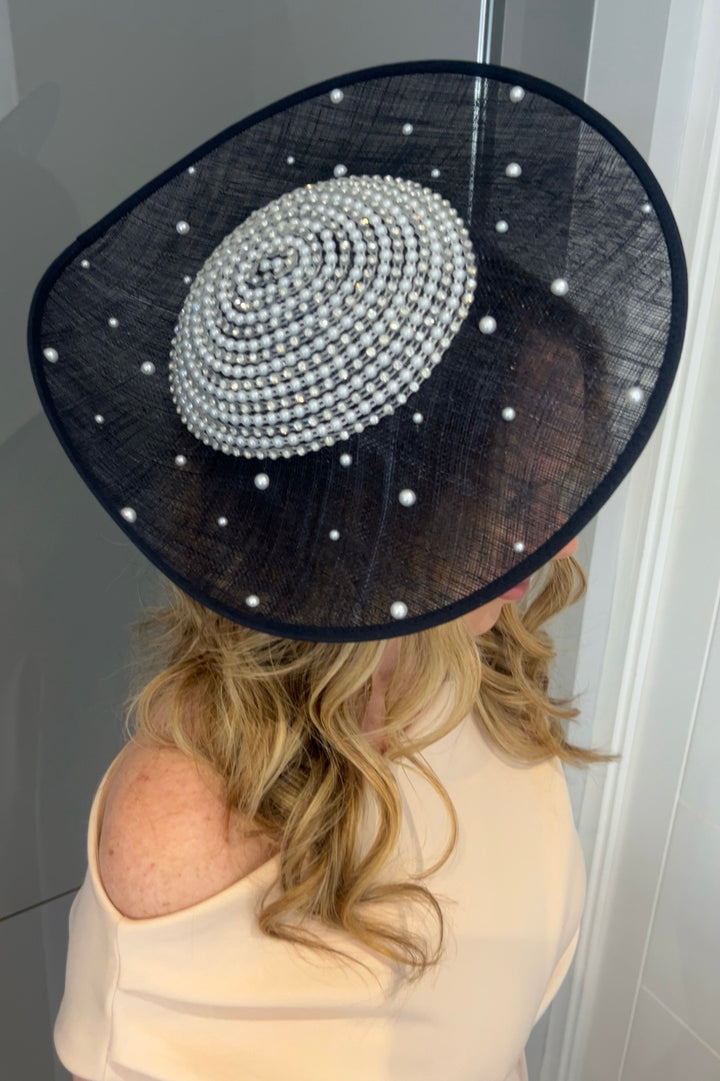 Race Day Navy Pearl Detail Fascinator (PRE-ORDER TO SHIP END OF THIS WEEK)