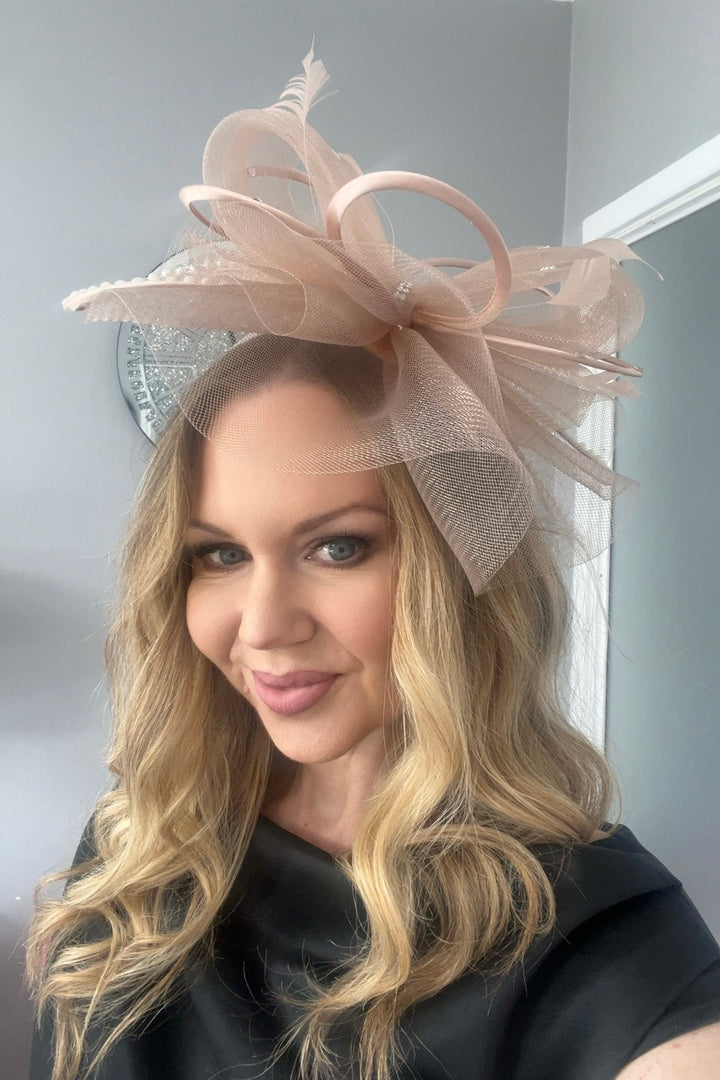 Seraphine Nude Diamante Veil Fascinator