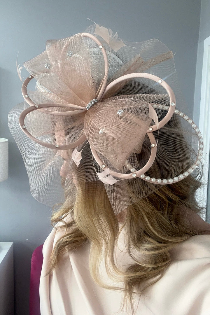 Seraphine Nude Diamante Veil Fascinator