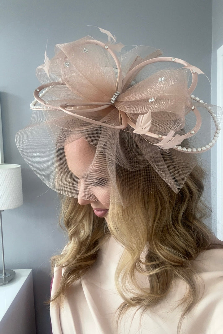Seraphine Nude Diamante Veil Fascinator