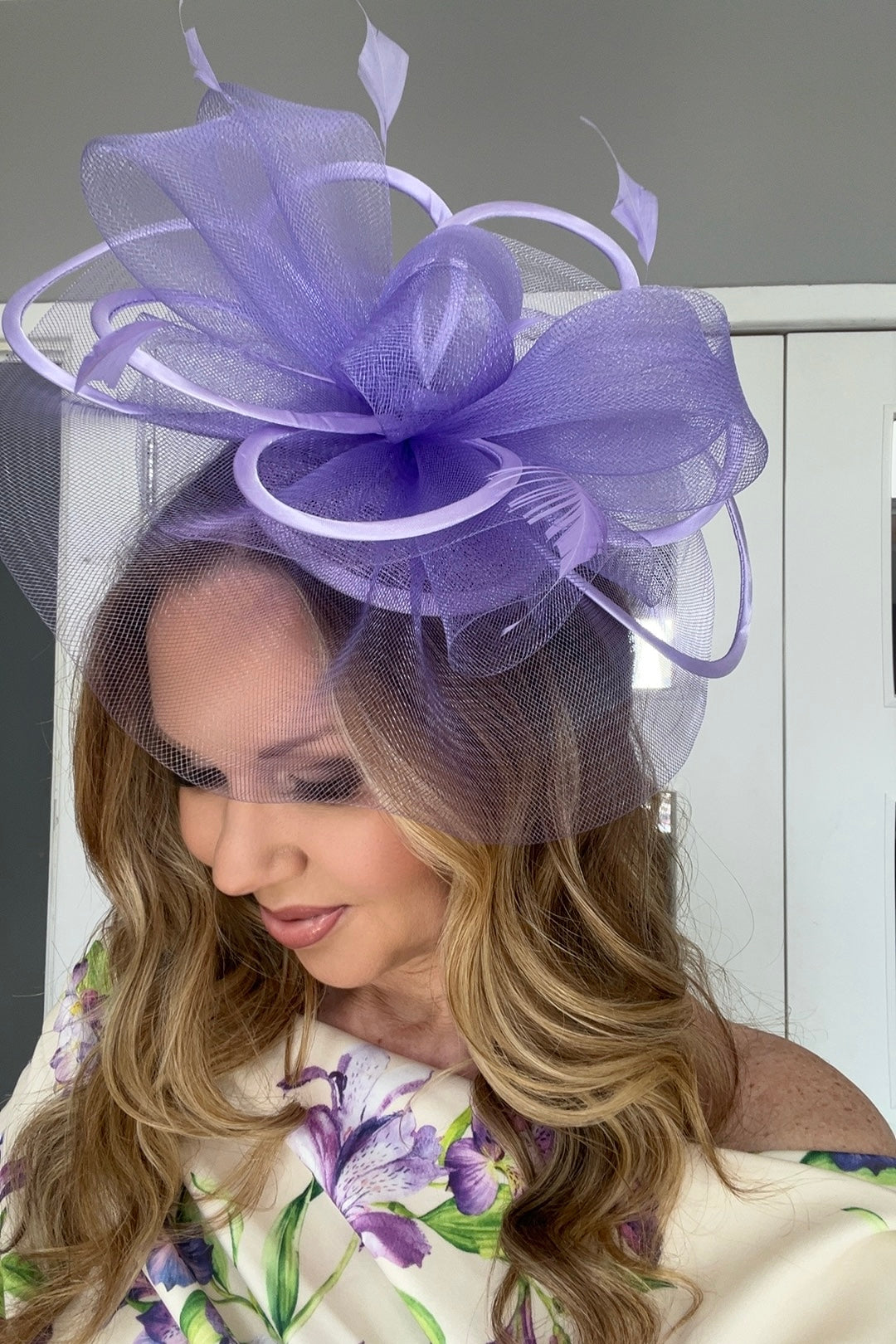Alexis Lilac Veil & Loop Fascinator
