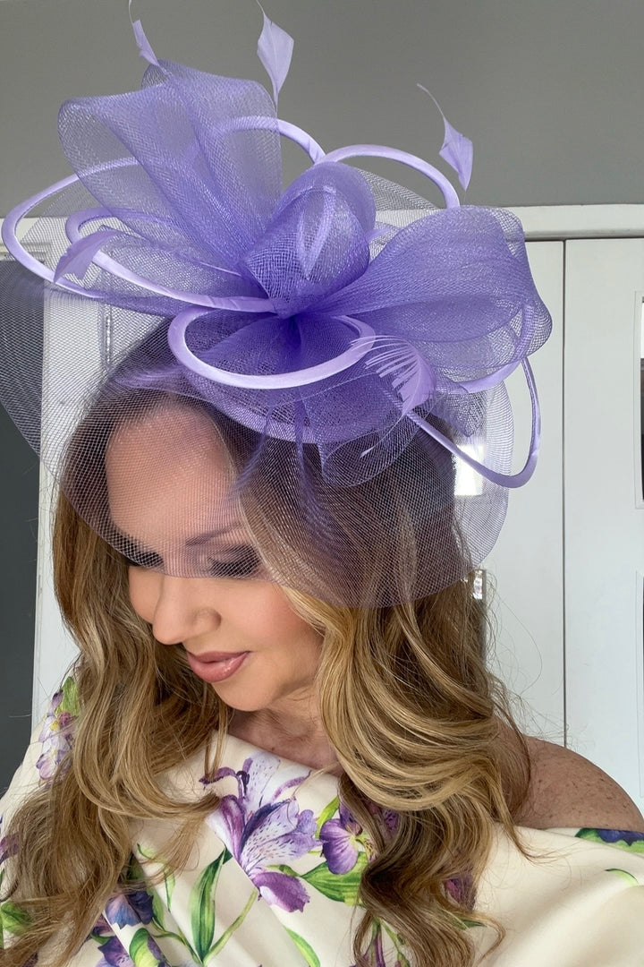 Alexis Lilac Veil & Loop Fascinator
