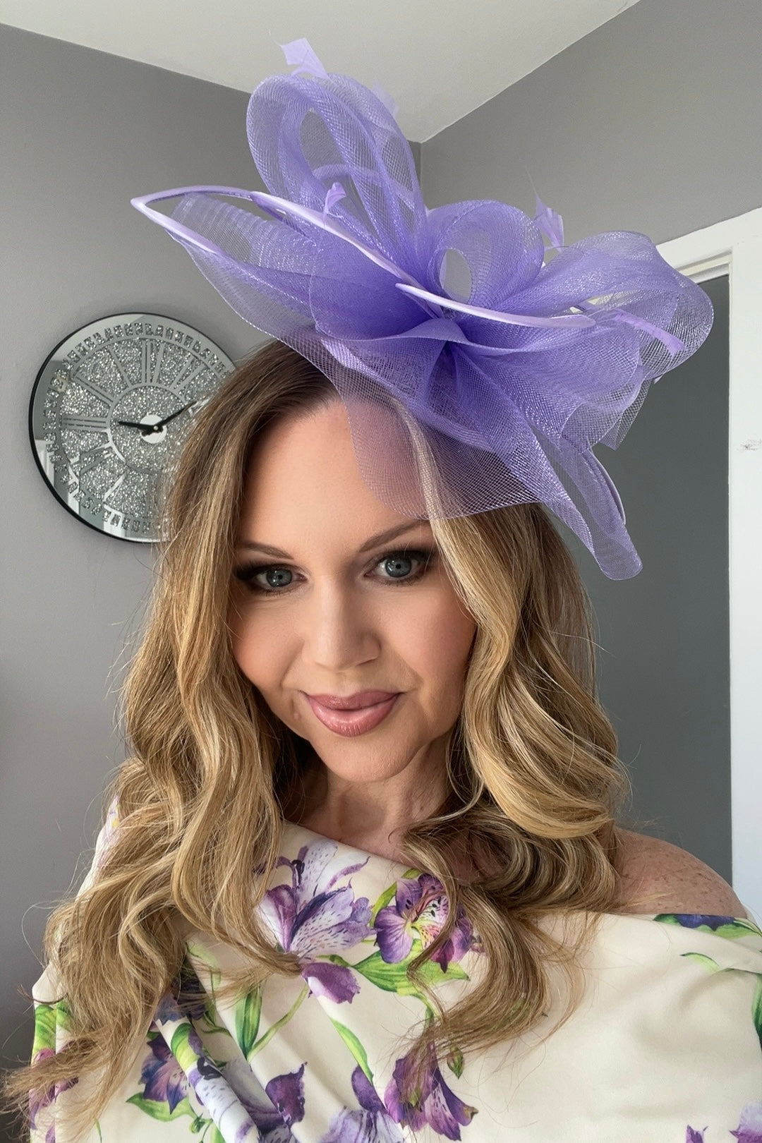 Alexis Lilac Veil & Loop Fascinator
