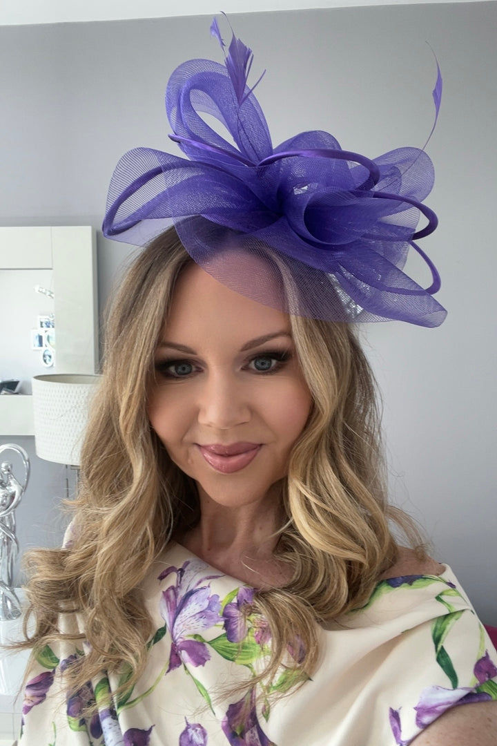 Alexis Purple Veil & Loop Fascinator
